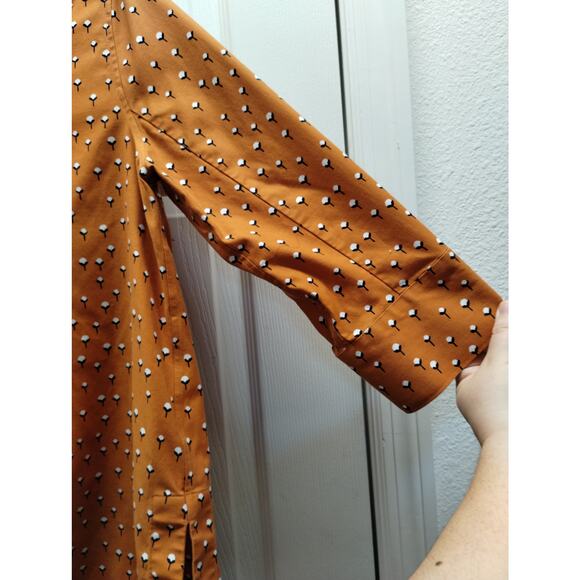 Chico's Size Small (0) US 4 Orange Button Up 3/4 Sleeves Cotton Plant Shirt - Picture 4 of 7